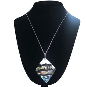 UNBRANDED Natural Abalone And Mother Of Pearl STATEMENT PENDANT Necklace #1